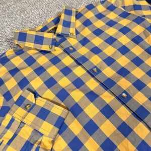 Oakley Button Down Shirt Medium Blue Yellow Gingham Buffalo Check Long Sleeve